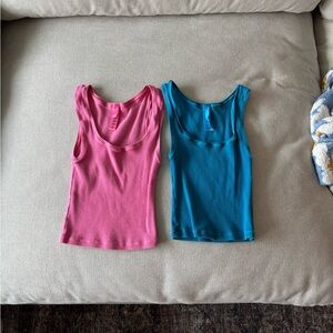 SKIMS Women's Pink and Blue Tank Tops